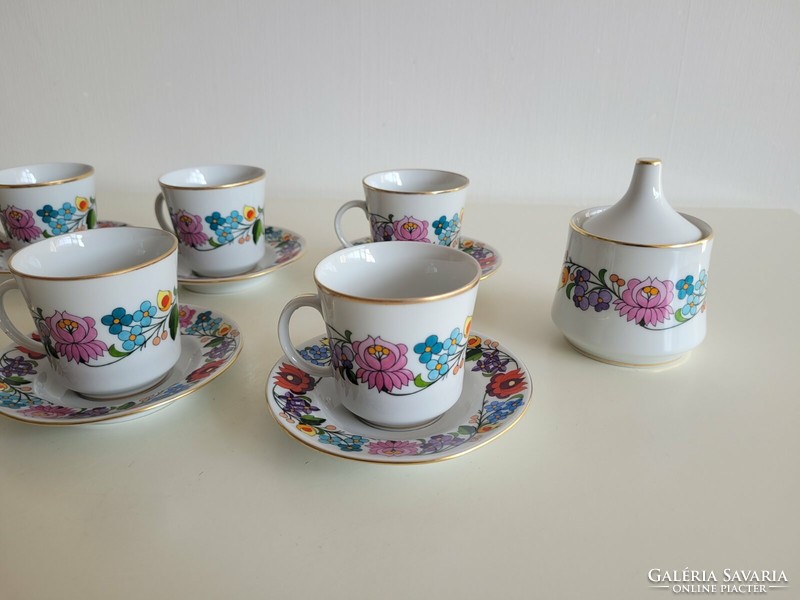 Kalocsai porcelain coffee cup set for 6 mochas