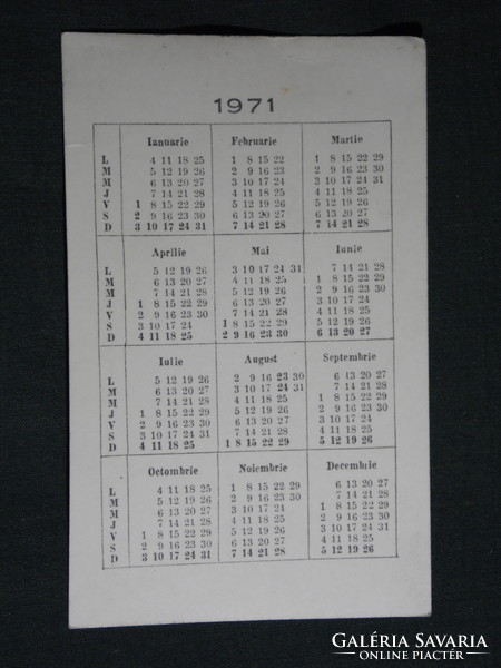 Card calendar, Romania, holiday, toto lottery gambling, advertising figure, doll, 1971, (5)