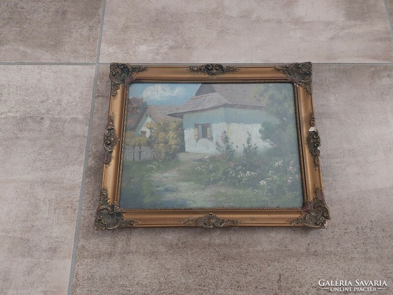 (K) village house painting Zorkóczy gy. Signo with 37x27 cm frame
