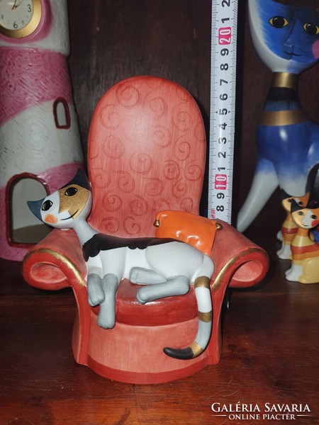 Goebel Rosina Wachtmeister Cat on Armchair - Music Box