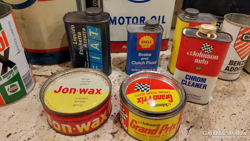Old oil can, box collection shell, esso, agip