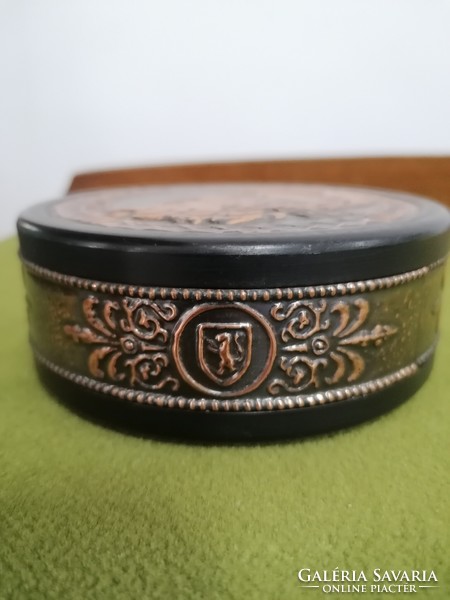 Industrial art copper jewelery box with a portrait of King Matthias