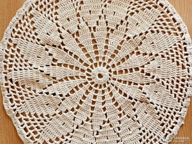 Beautiful crocheted beige tablecloth, handmade