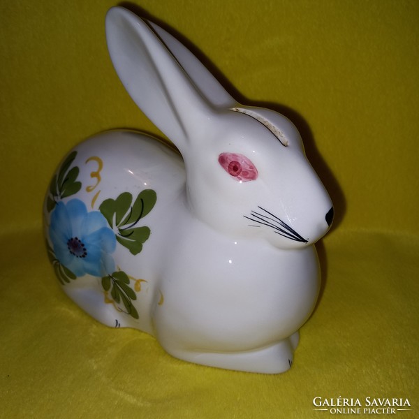 Bunny bush, numbered, Italian ceramic figure. Easter decoration.