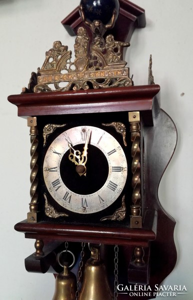 Rare beautiful Dutch Zaanse pear weight wall clock