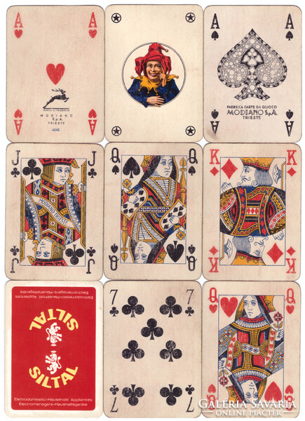 45. Francia kártya Modiano Trieszt Nemzetközi kártyakép 52 lap + 2 joker 1975 körül