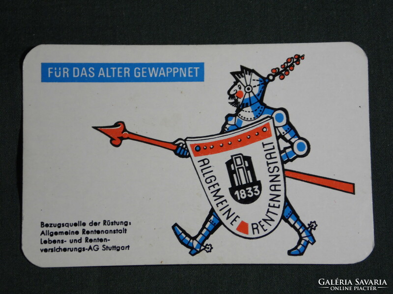 Kártyanaptár, Németország, Fegyver kereskedő ,üzlet, grafikai rajzos, páncélos katona, 1971,   (5)