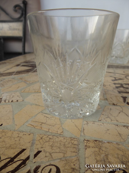 Polished crystal glasses / 6 pcs /, polished crystal soda/water