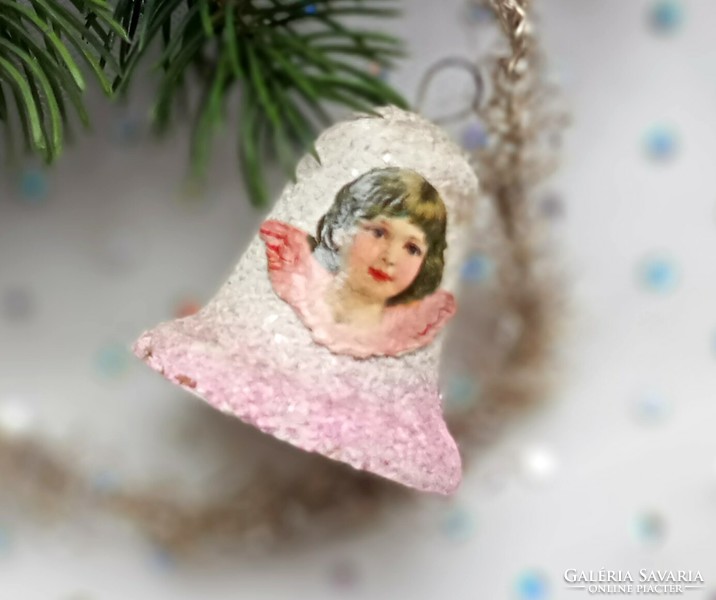 Old salt paper and paper glass Christmas tree ornament angelic bell 4.5X4.5Cm