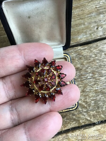Brooch decorated with old Czech glass stones