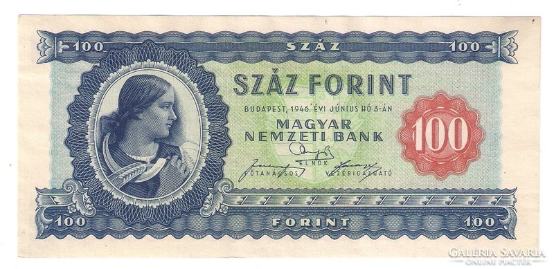 1946. 100 forint UNC /AUNC/