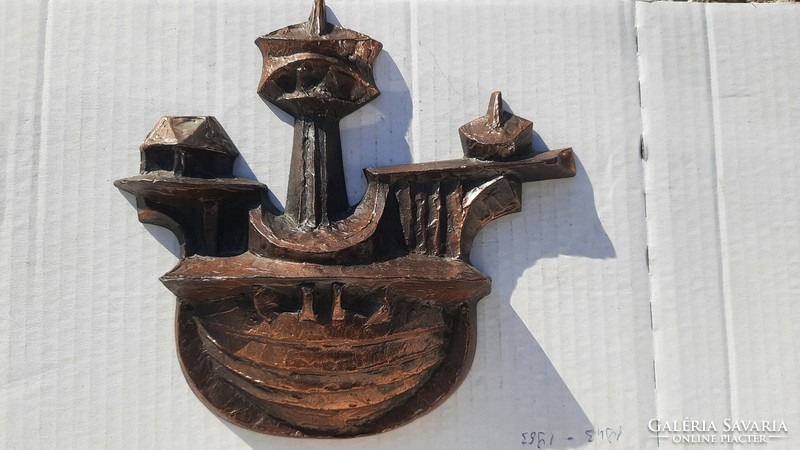 József Kótai marked bronze ship wall decoration