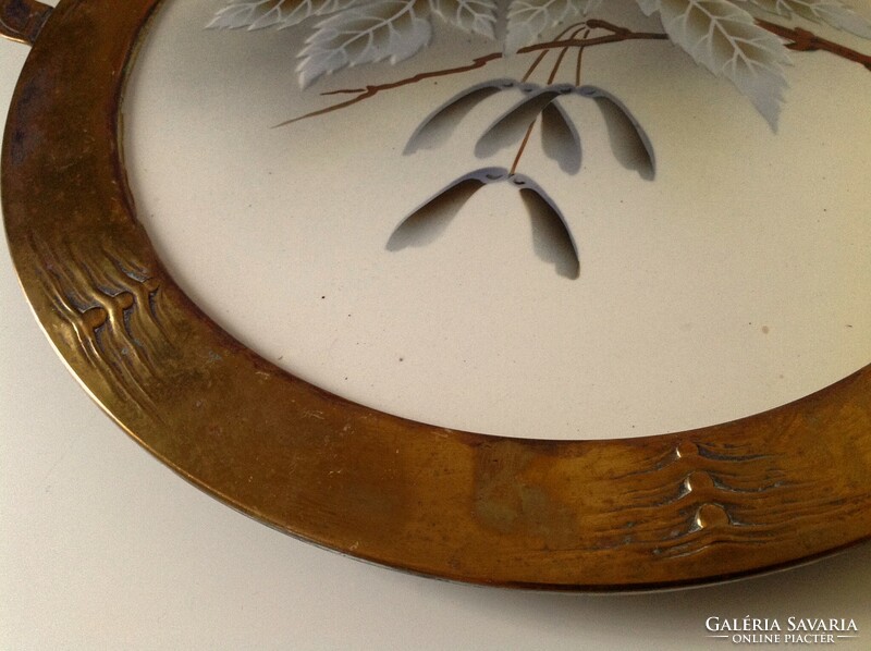 Art Nouveau earthenware tray with metal frame - carl deffner