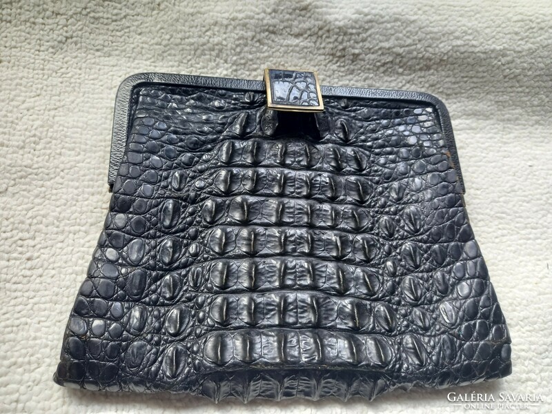 Art deco evening bag/baby crocodile women's reticule/handbag