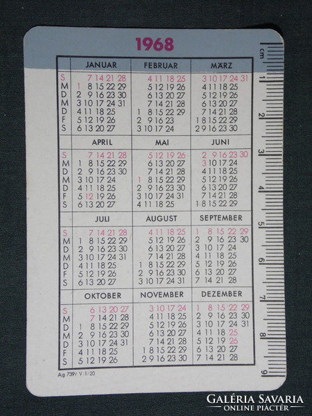 Kártyanaptár, Németország, NDK, VEB Chemie, vegyi üzem kombinát, Lipcse , 1968,   (5)