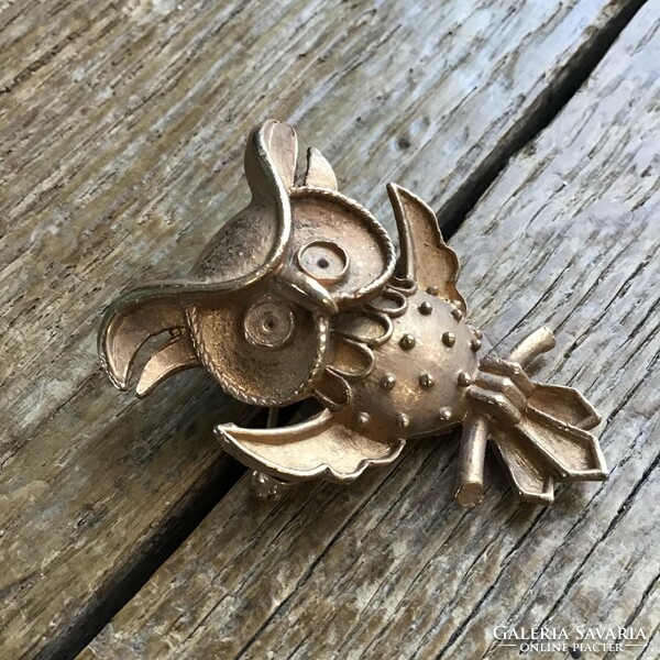 Older solid copper owl brooch