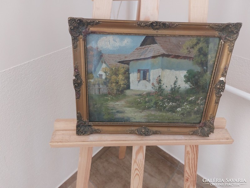 (K) village house painting Zorkóczy gy. Signo with 37x27 cm frame