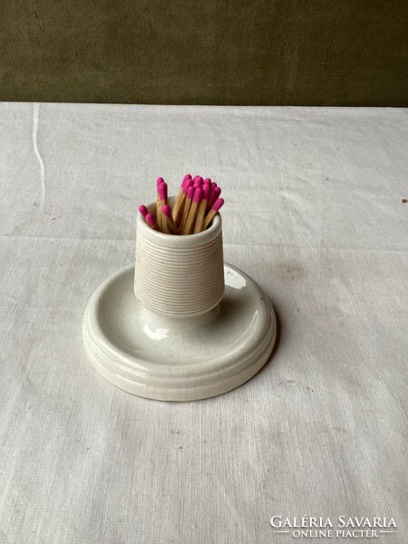 Zsolnay porcelain match holder and lighter.