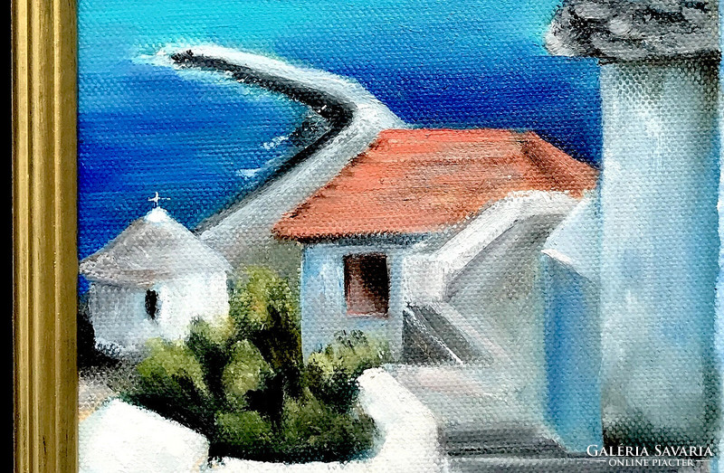 Stairway to the sea - oil painting - 30 x 20 cm