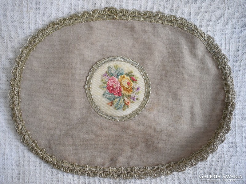 Gobelin insert, velvet tablecloth, rose pattern 34 x 26 cm