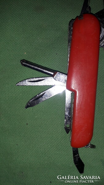 Retro swiss army knife with multiple functions with a vinyl handle when folded, 9 cm according to the pictures