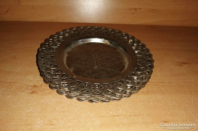 Retro metal small plate, 6 pieces in one - diam. 12 cm (sq)