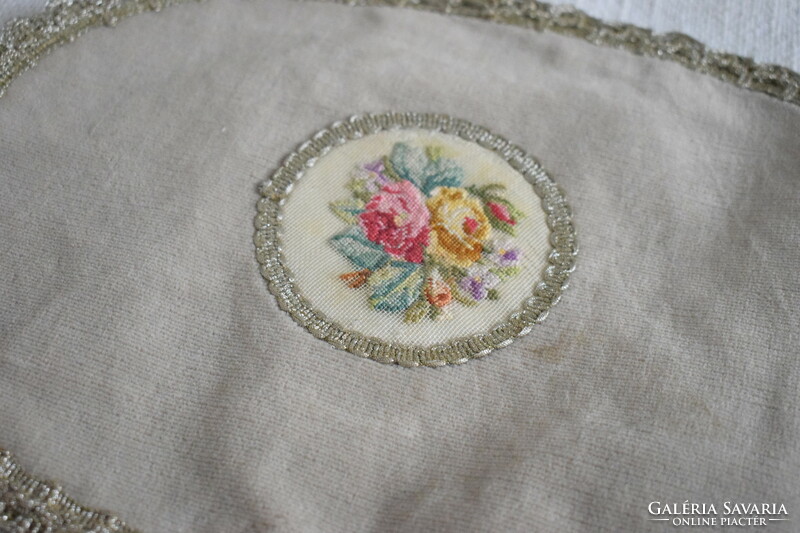 Gobelin insert, velvet tablecloth, rose pattern 34 x 26 cm