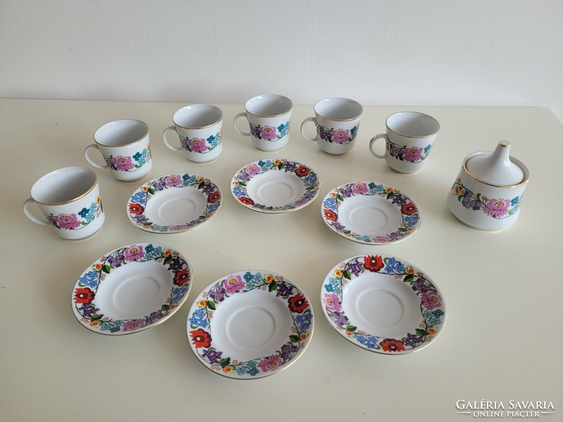 Kalocsai porcelain coffee cup set for 6 mochas
