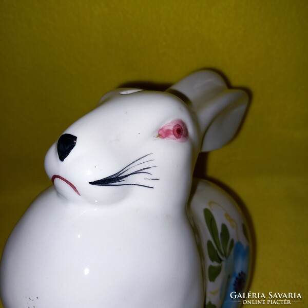 Bunny bush, numbered, Italian ceramic figure. Easter decoration.