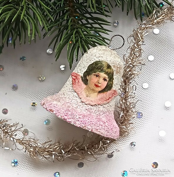 Old salt paper and paper glass Christmas tree ornament angelic bell 4.5X4.5Cm