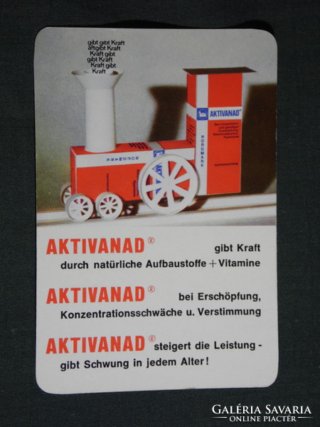 Card calendar, Germany, pharmacy, pharmacy, aktivanad vitamin, paper steam locomotive, 1971, (5)