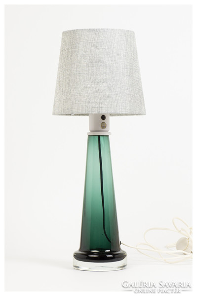 Vintage Swedish green glass table lamp from the early 1950s by Trema