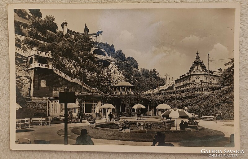 Budapest I., Hungária és Attila gyógyforrások, Döbrentei tér, Gellért Udvar, 1936-os képeslap