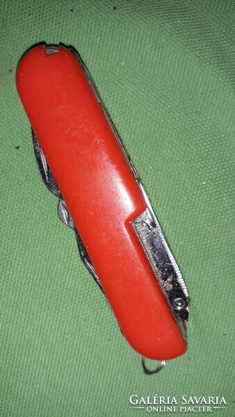 Retro swiss army knife with multiple functions with a vinyl handle when folded, 9 cm according to the pictures