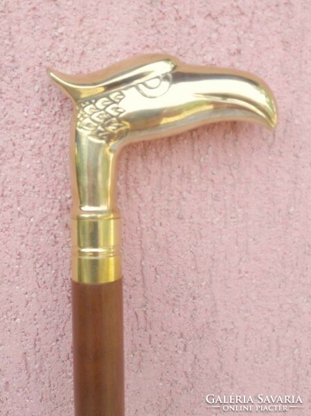 Bronze grip walking stick, with bird of prey, abrasion, in perfect condition, unique rarity