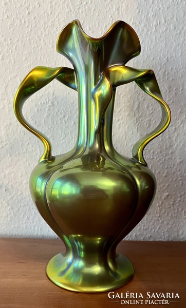 Zsolnay eozin szalagfüles váza