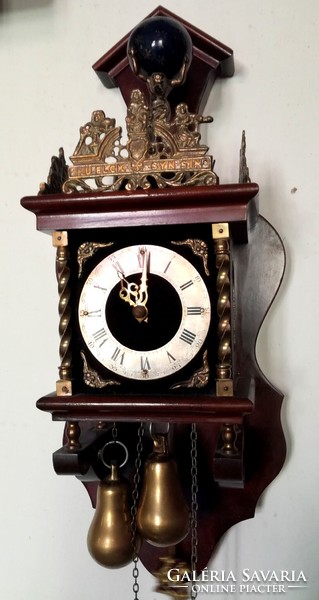 Rare beautiful Dutch Zaanse pear weight wall clock