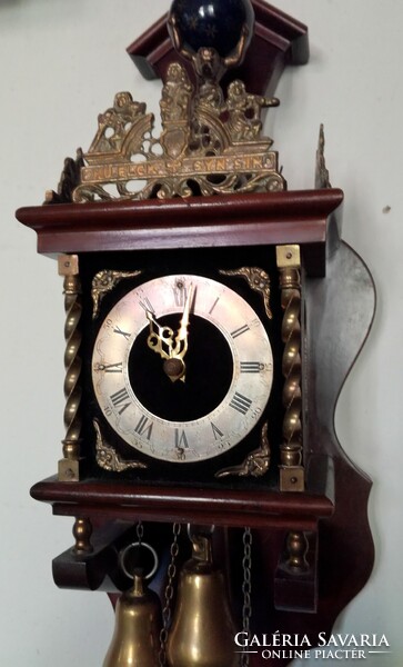 Rare beautiful Dutch Zaanse pear weight wall clock