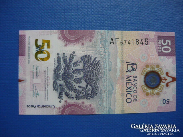 Mexico 50 pesos 2021 tenochtitlan 700th Anniversary! Polymer! Rare memory paper money! Unc!