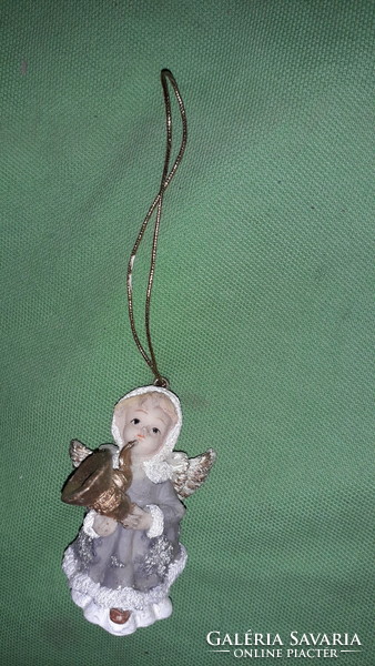 Antik jellegű biszkvit angyalka csengővel karácsonyfa dísz függelék 6 cm a képek szerint