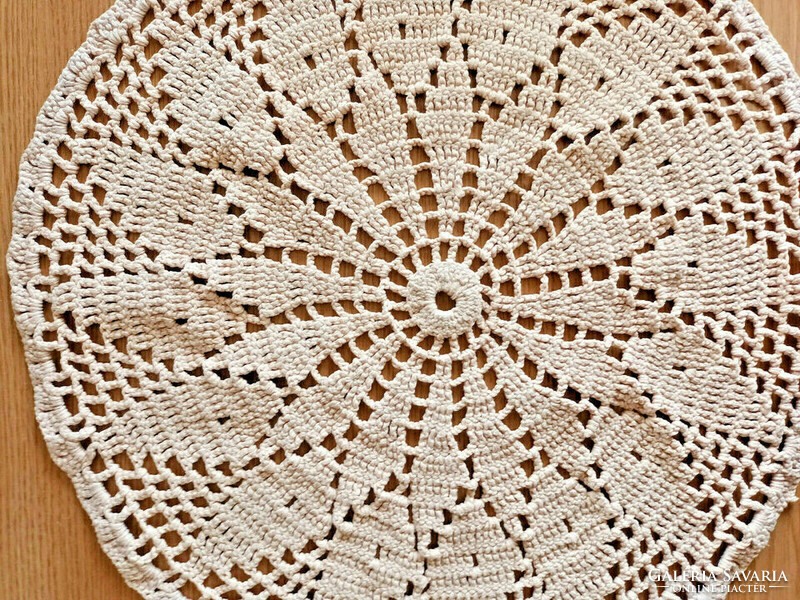 Beautiful crocheted beige tablecloth, handmade