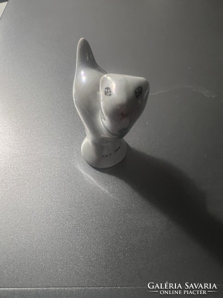 HOLLÓHÁZI csikkelnyomó cica porcelan figura