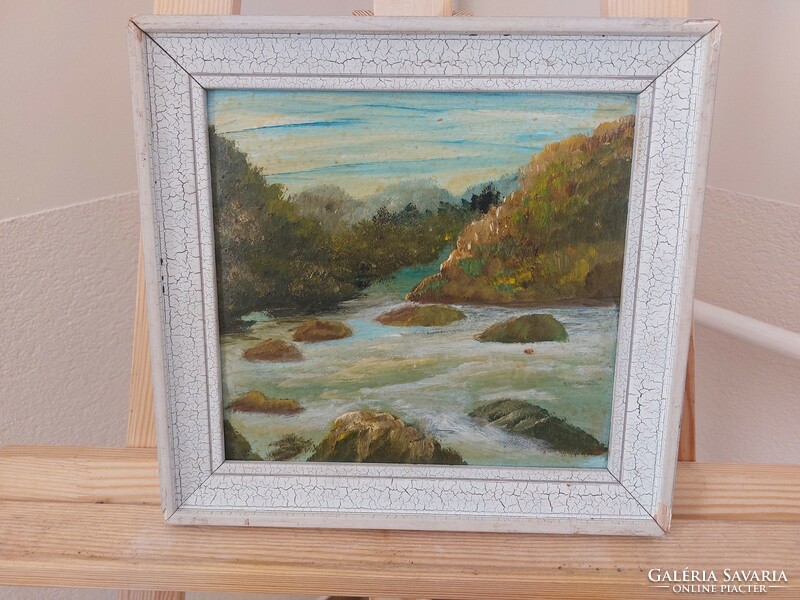 (K) small landscape painting with 28x28 cm frame