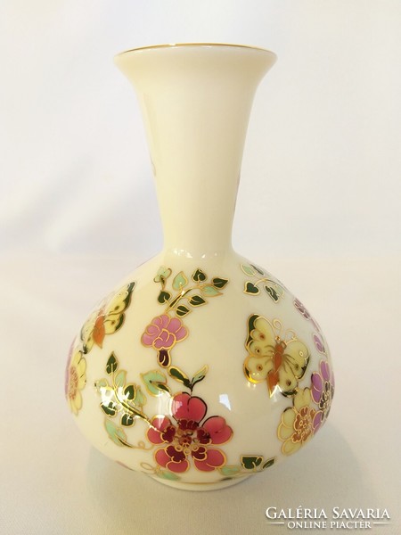 Butterfly vase with a narrow neck by Zsolnay. Flawless! (No.: 24/206.)