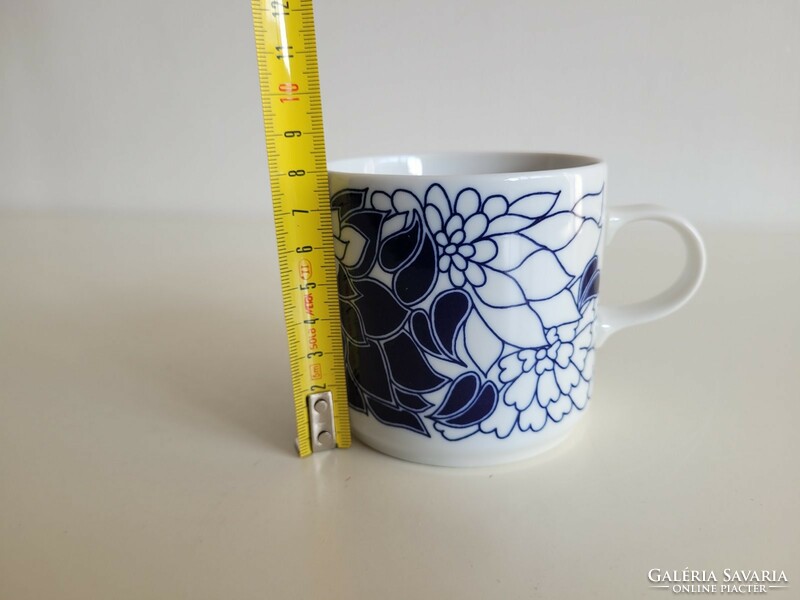 Retro Alföldi porcelán bögre kék virágos régi teás csésze