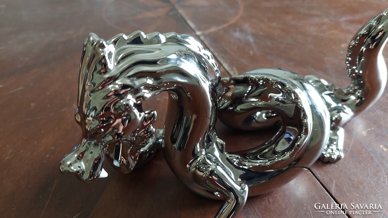 Herend dragon, painted platinum