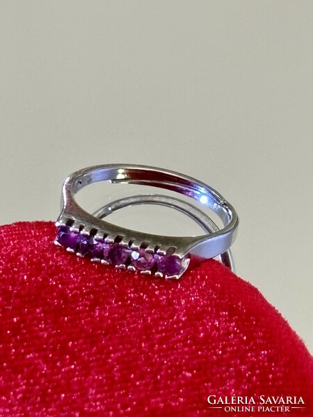 Antik ezüst gyűrű, valódi-természetes rubin kövekkel ékesítve