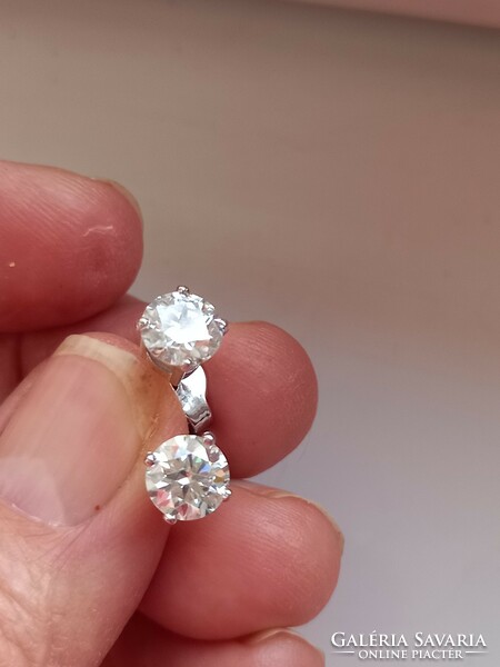 2.04CT VVs1 H Valodi Kerek Fehér Moissanit Gyemánt 925 Ezust Fulbevalo