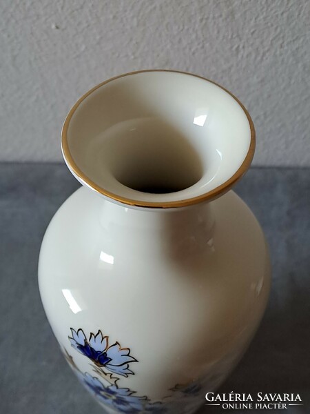Flawless! Zsolnay vase with cornflower pattern 16.5 cm.!