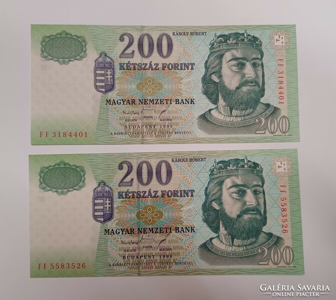 Megjelent a papír kétszázas 1998. 200 Forint 1998 FF Unc.